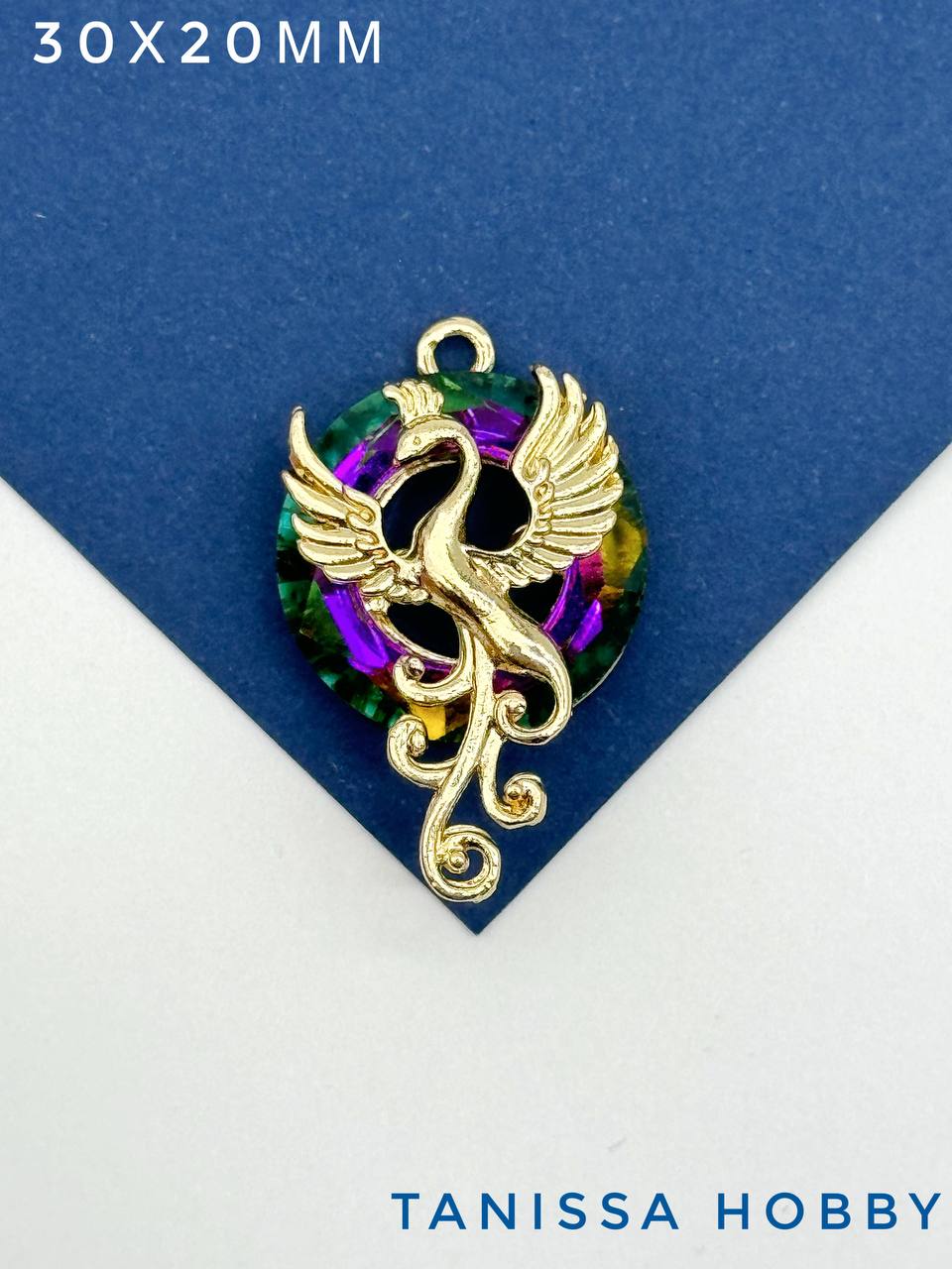 Подвеска птица Феникс, рондель Vitral medium, позолота, Д146