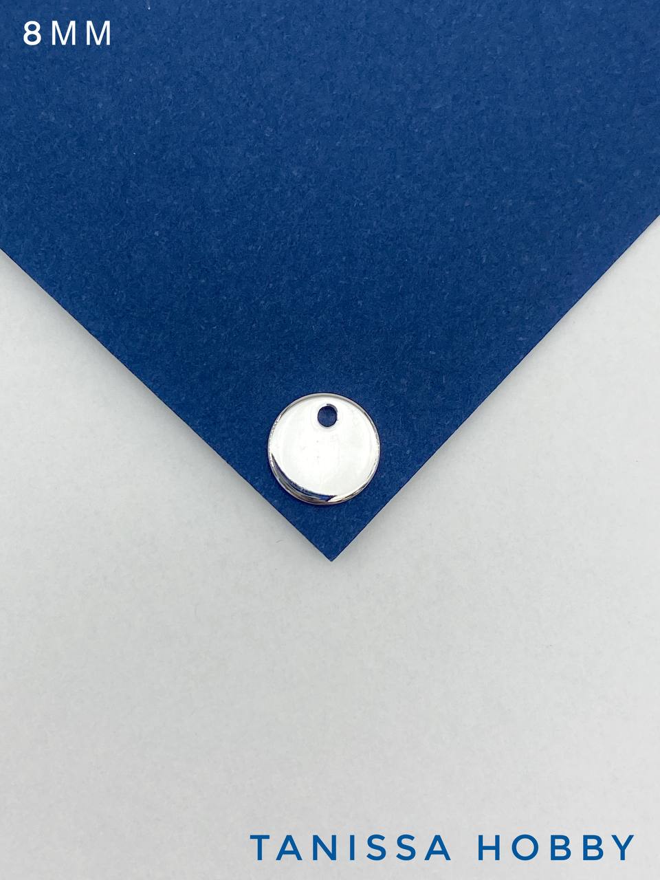 Подвеска круг монетка шильдик, 8мм, родий, Д102