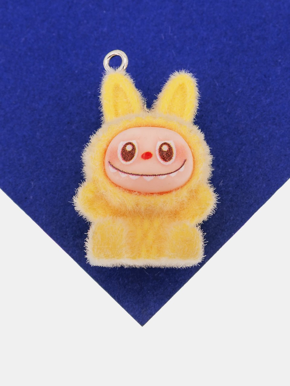 Подвеска плюшевая игрушка зайчик, 30х20мм, желтый, пластик, П314