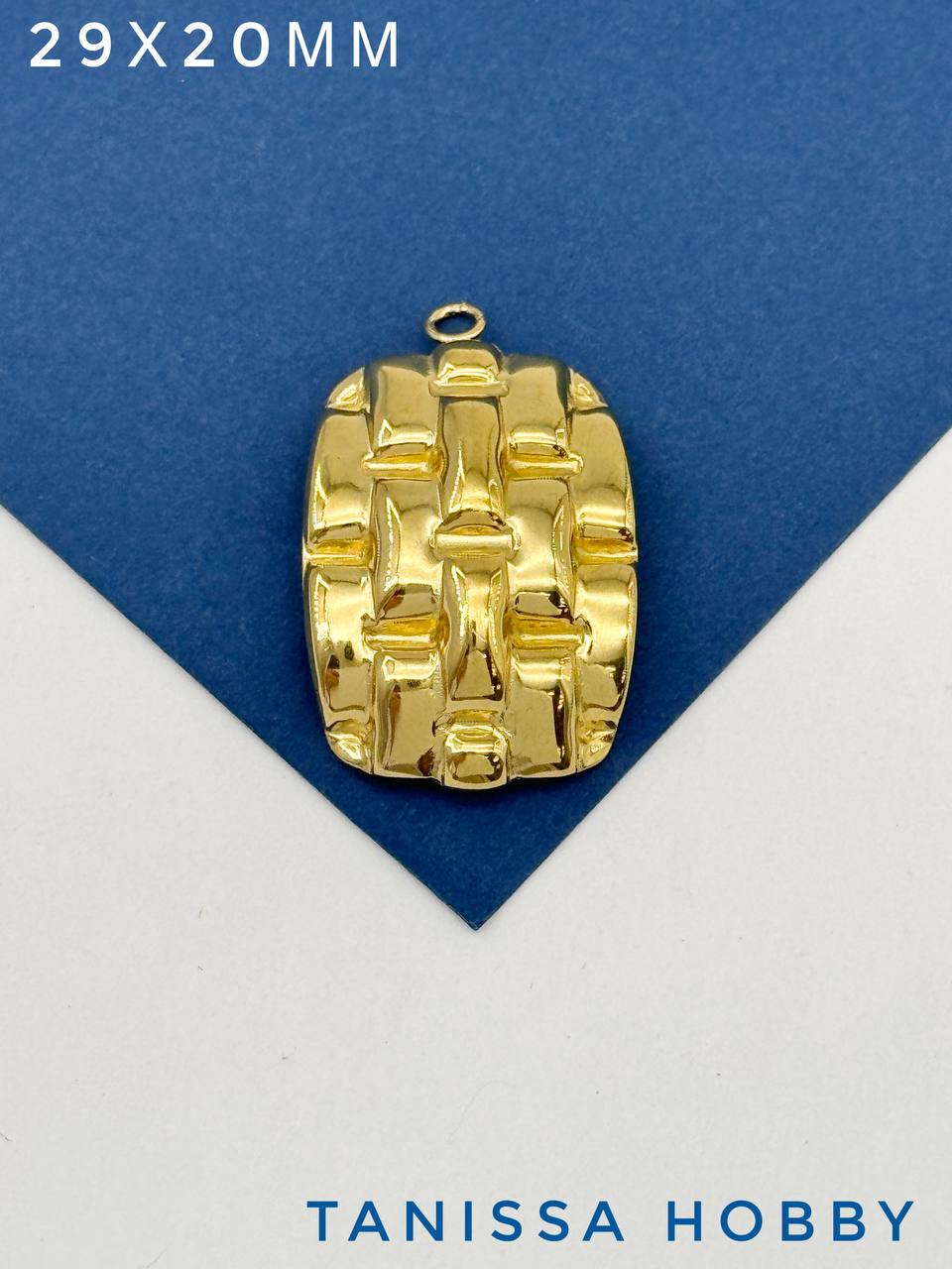 Подвеска плетение прямоугольник, сталь, позолота, Ч020