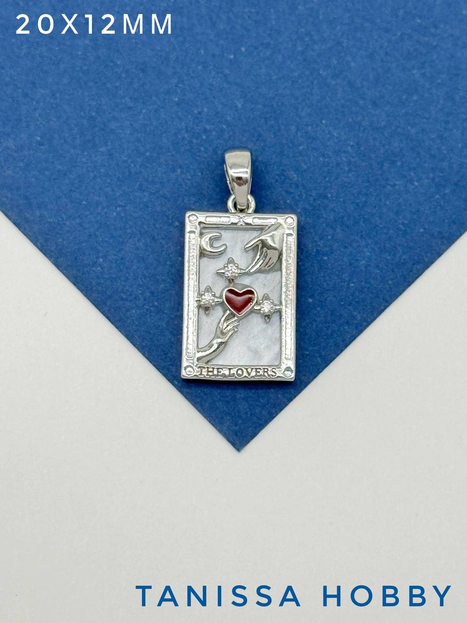 Подвеска карты Таро Влюбленные, белая, родий, Р417