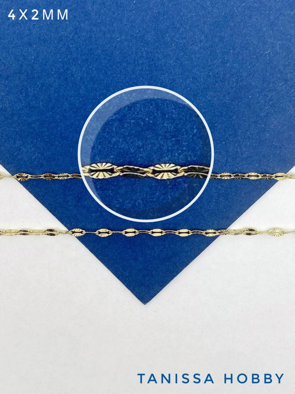 Цепочка якорная овалы огранка, 4х2мм, сталь, позолота, 50см, Ч981