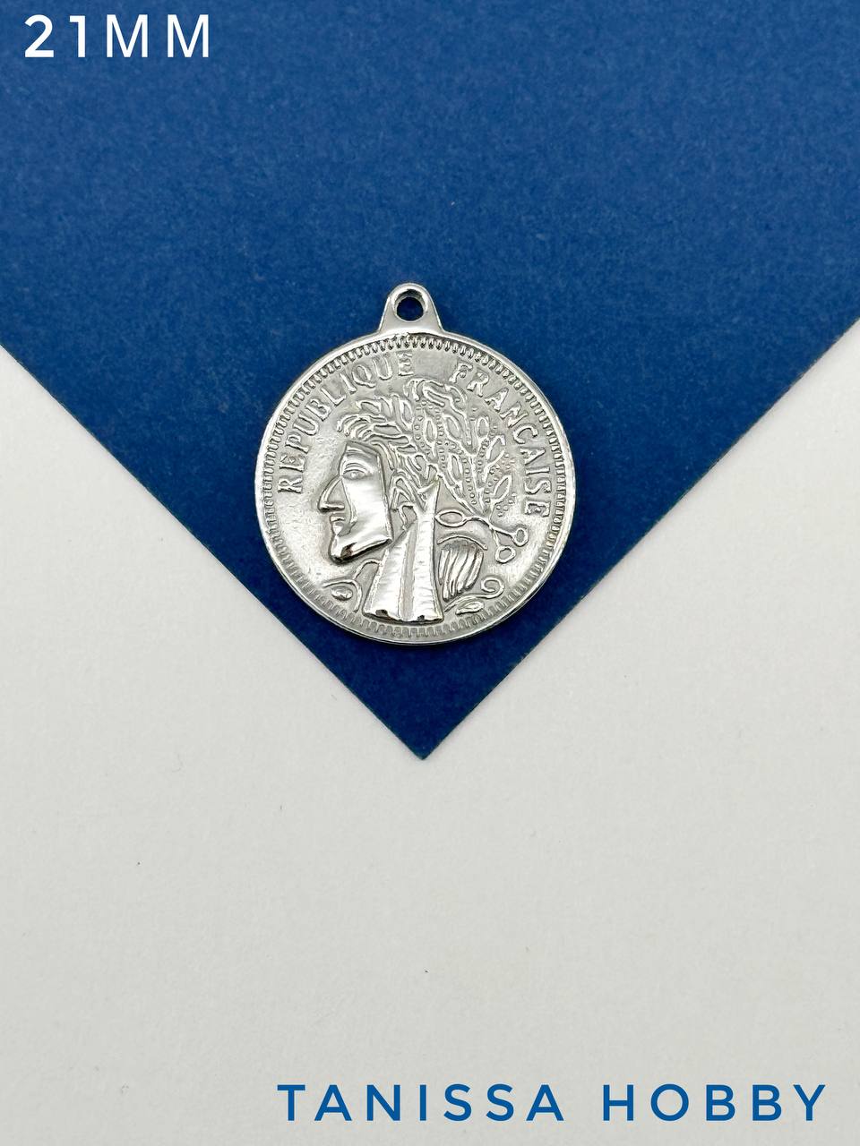 Подвеска монетка, 21мм, сталь, Ч720