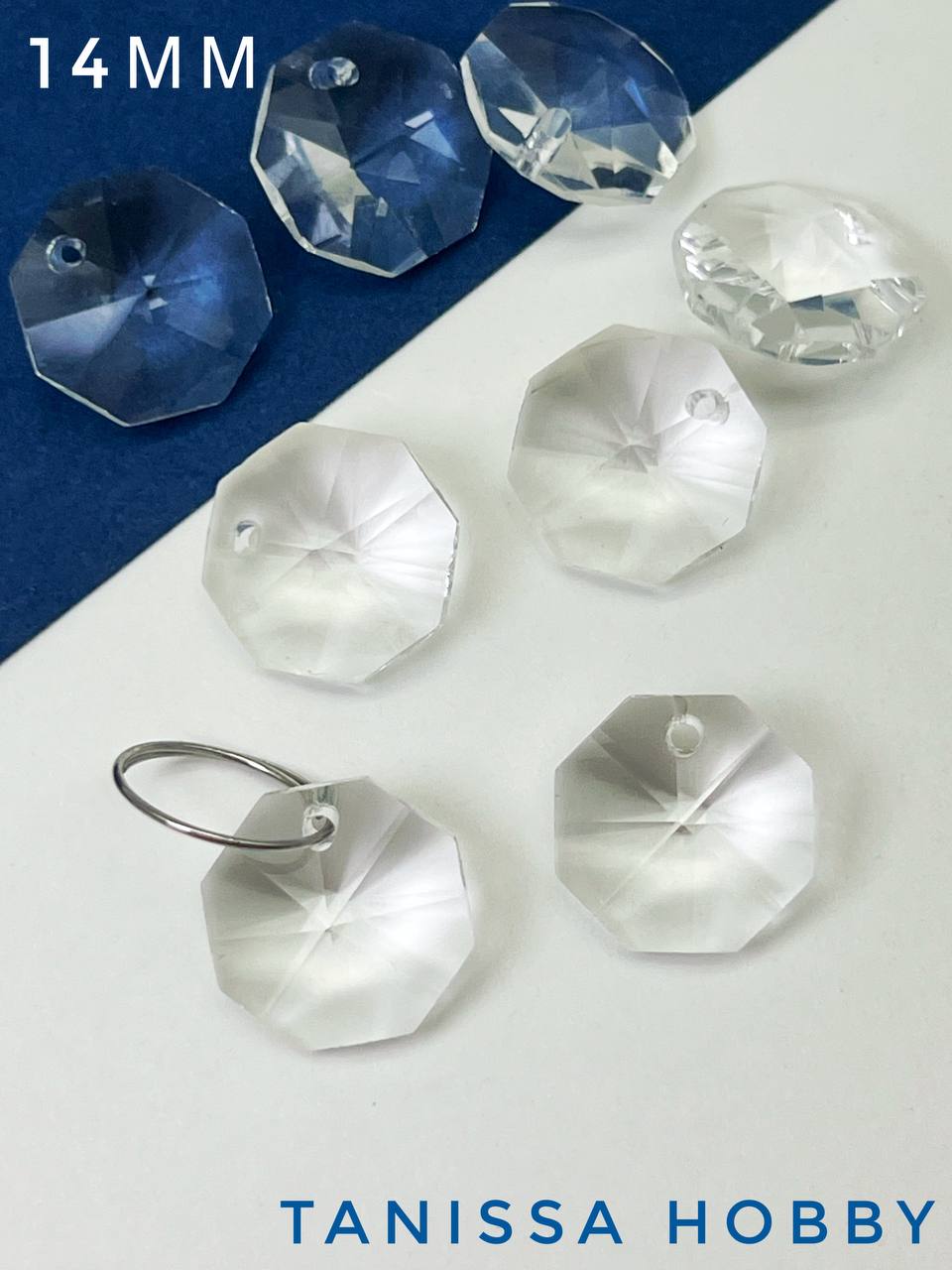 Подвеска октагон, интерьерный кристалл, 14мм, прозрачный, ЛС059