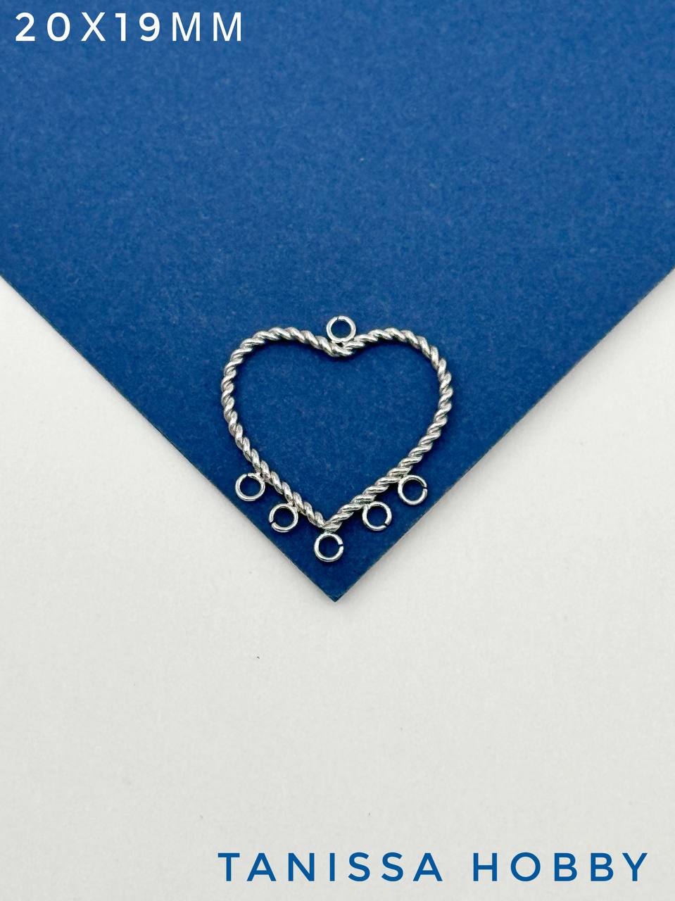 Подвеска коннектор сердце, 20х19мм, сталь, Ч832
