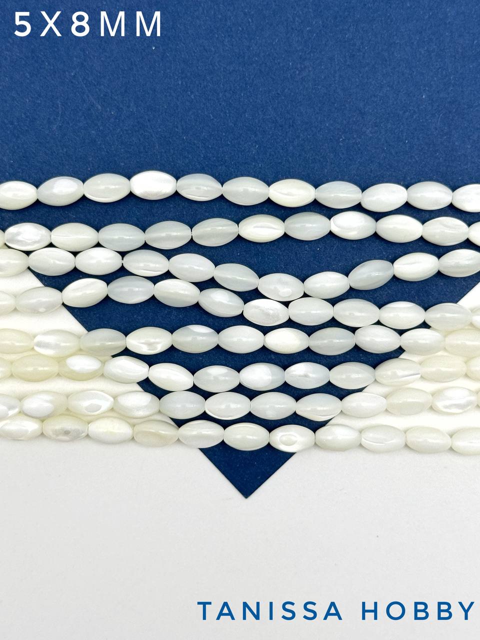 Перламутр натуральный форма рис, 5х8мм, нить. ПМ045