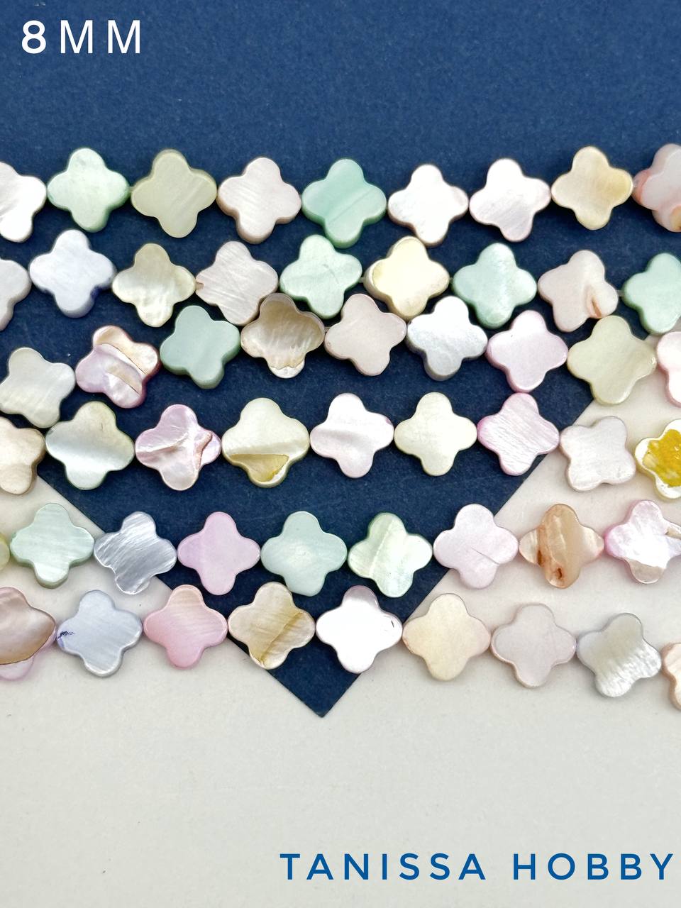 Перламутр бусины клевер, цветной микс, 8мм, 1/2 нити, ПМ012