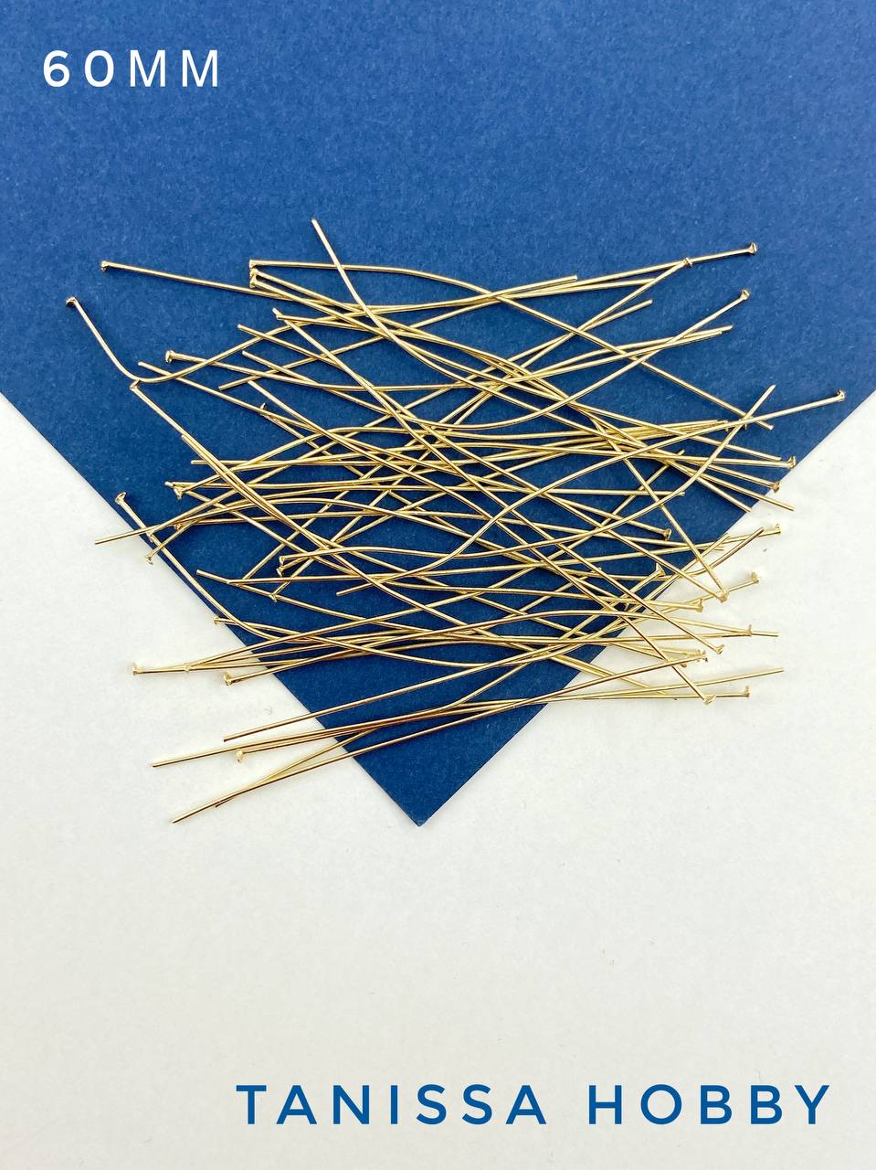 Пины 60мм со шляпкой, мягкие, позолота, 5гр (43шт), ОПТ035