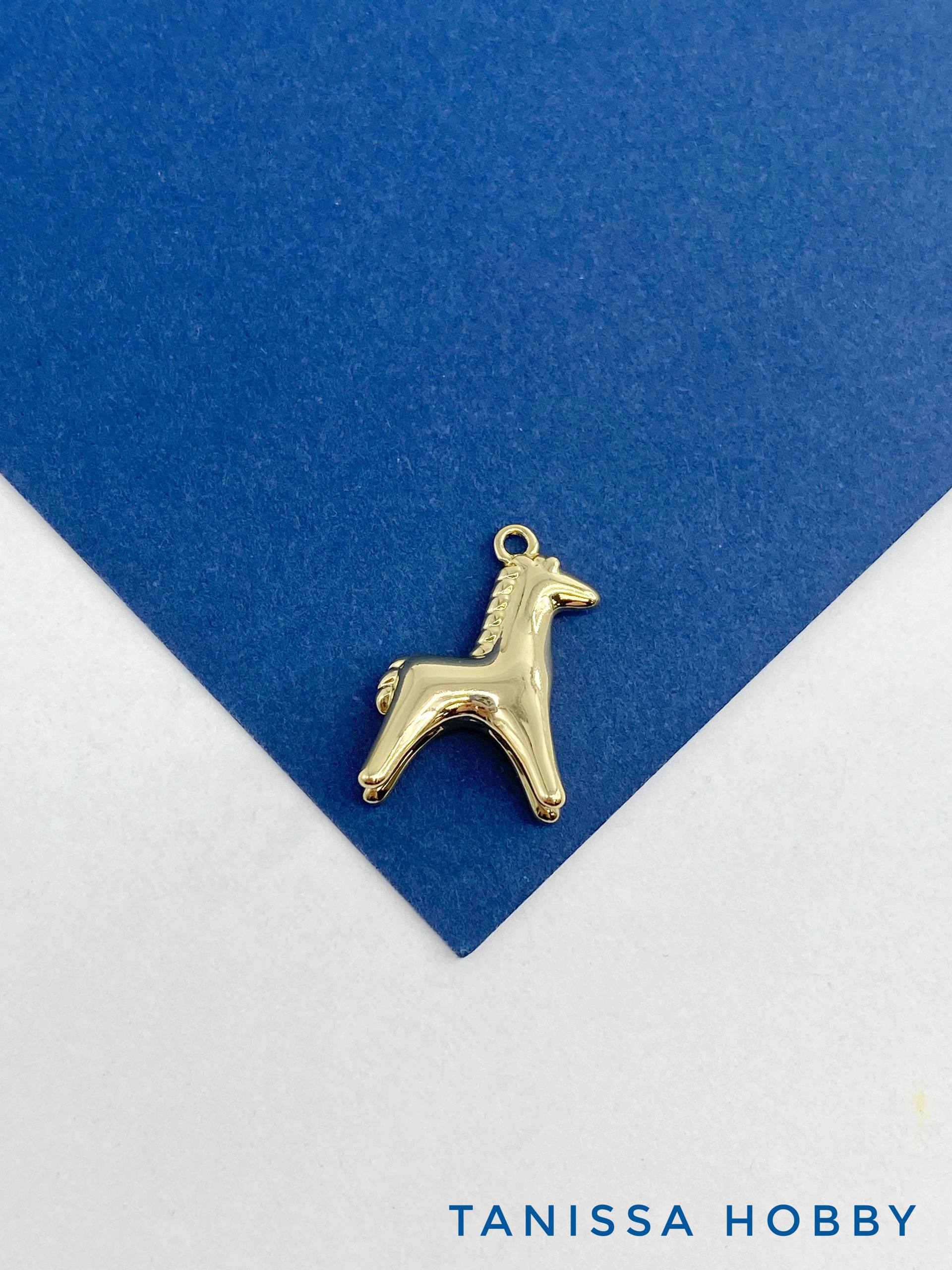 Подвеска лошадь, конь, 19х12мм, позолота, Д419