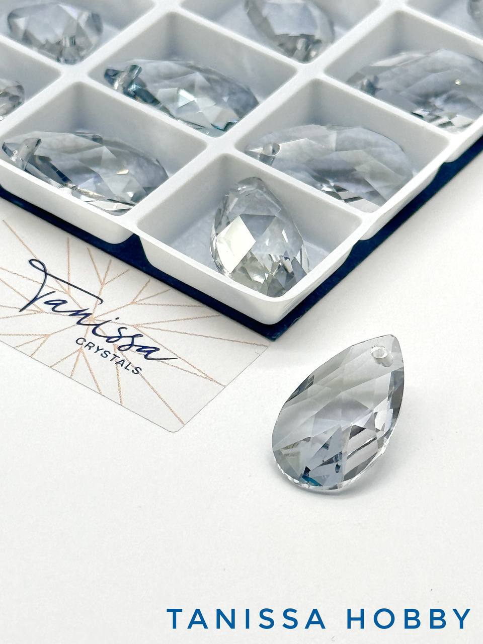 Подвеска кристалл капля, Blue Shadow, 22мм, Tanissa Crystals, СТ383