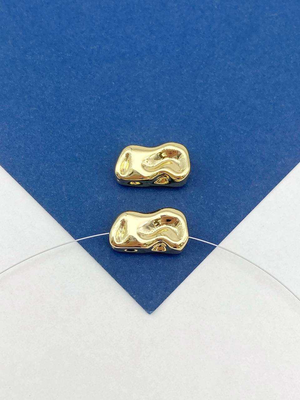 Бусина разделительная, мятая, 17х10мм, ШТУКА, позолота, РА907