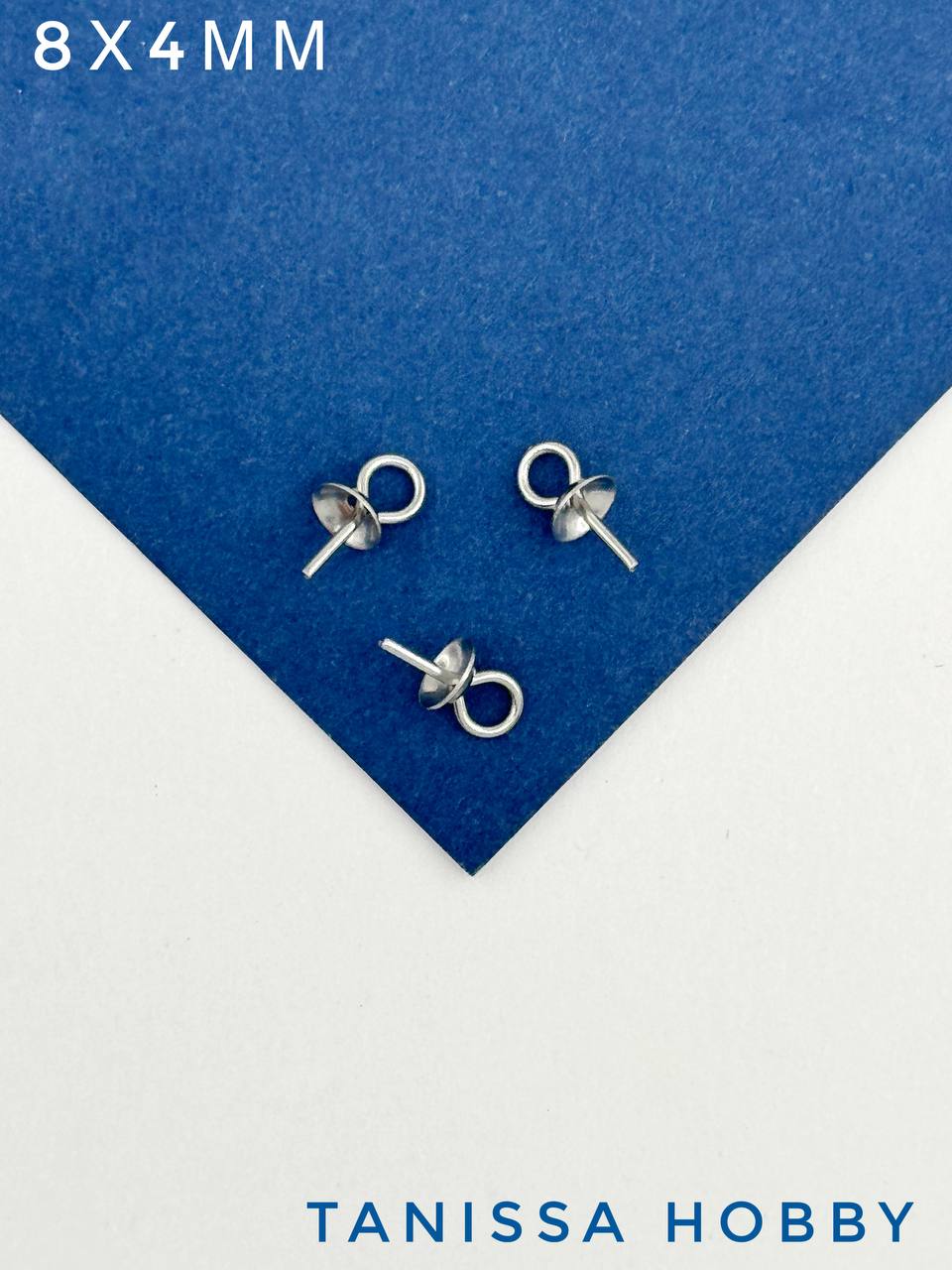 Бейл гвоздик для вклейки бусин, 8х4мм, сталь, Ч331