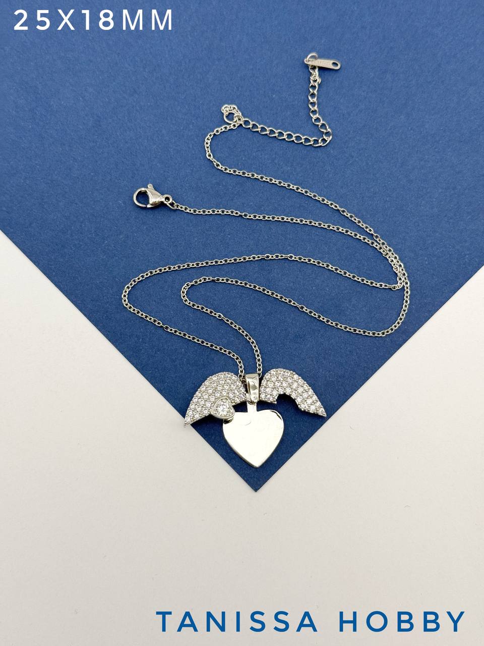 Подвеска сердце открывающееся для гравировки, цепочка 40+5см, родий, У040