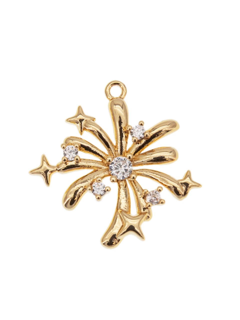 Подвеска фейерверк салют с фианитами, позолота, А832