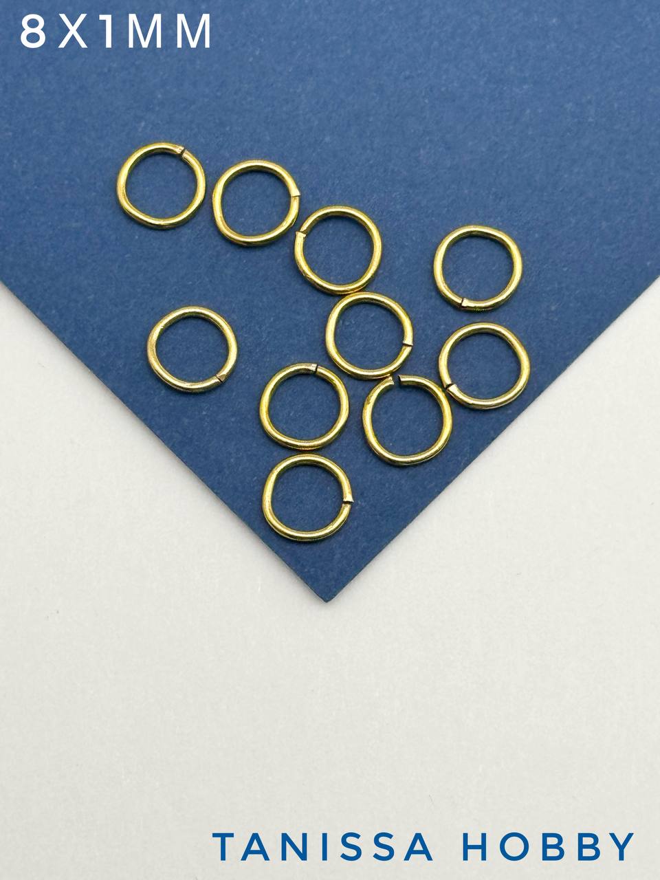 Соединительные колечки 8мм толщина 1, сталь, позолота, Ч423