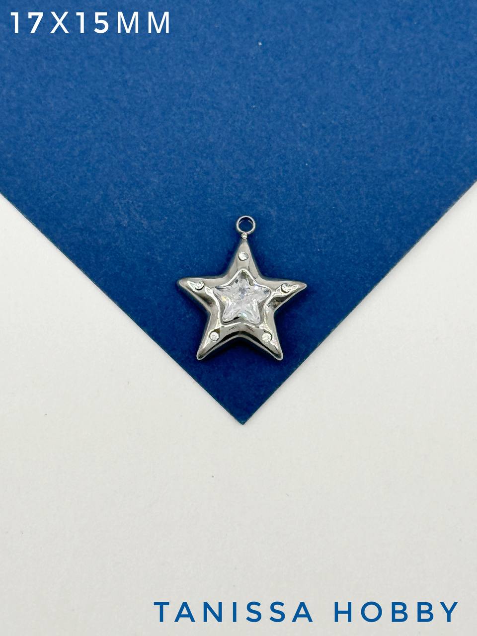 Подвеска звезда с фианитом, 17х15мм, сталь, Ч716