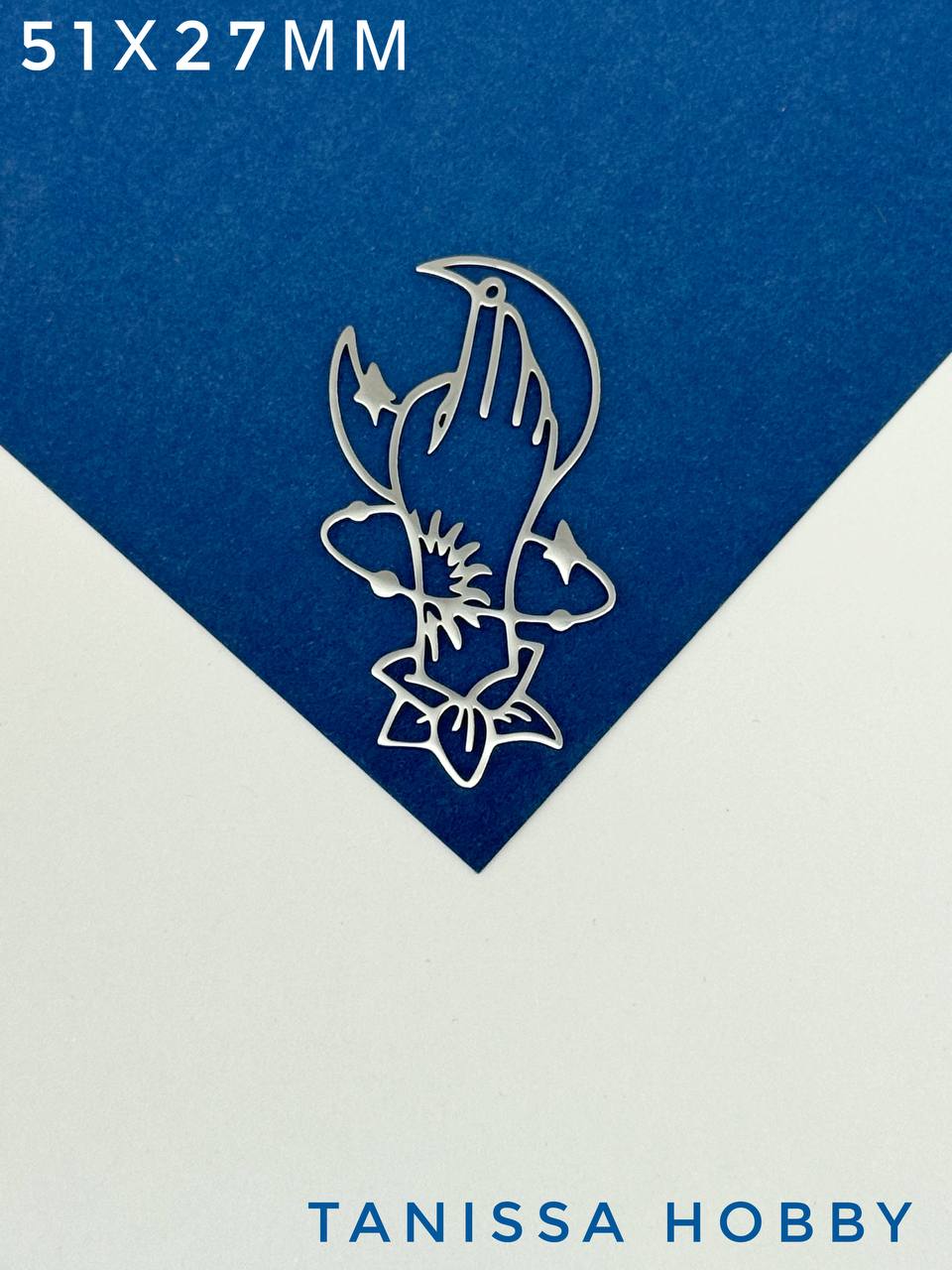 Подвеска волшебная рука и месяц, 51х27мм, сталь, ЛС094