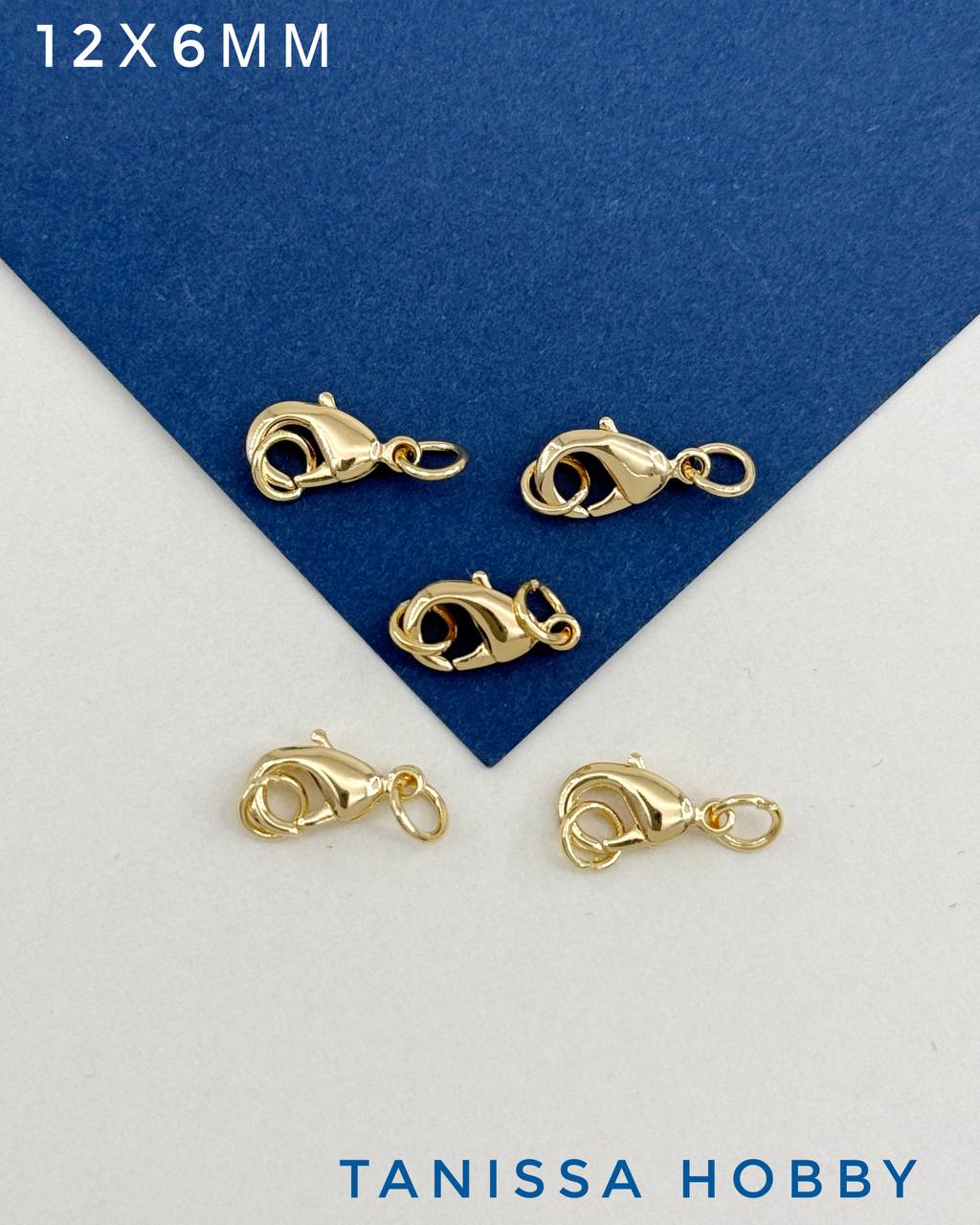 Карабин замочек лобстер 12х6мм, позолота, 5шт, ОПТ043