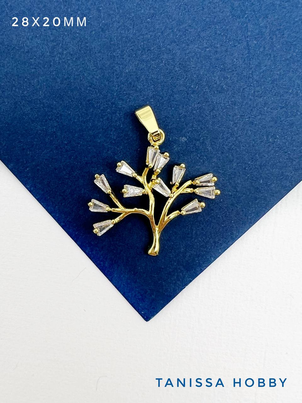 Подвеска дерево с фианитами, позолота, Д310