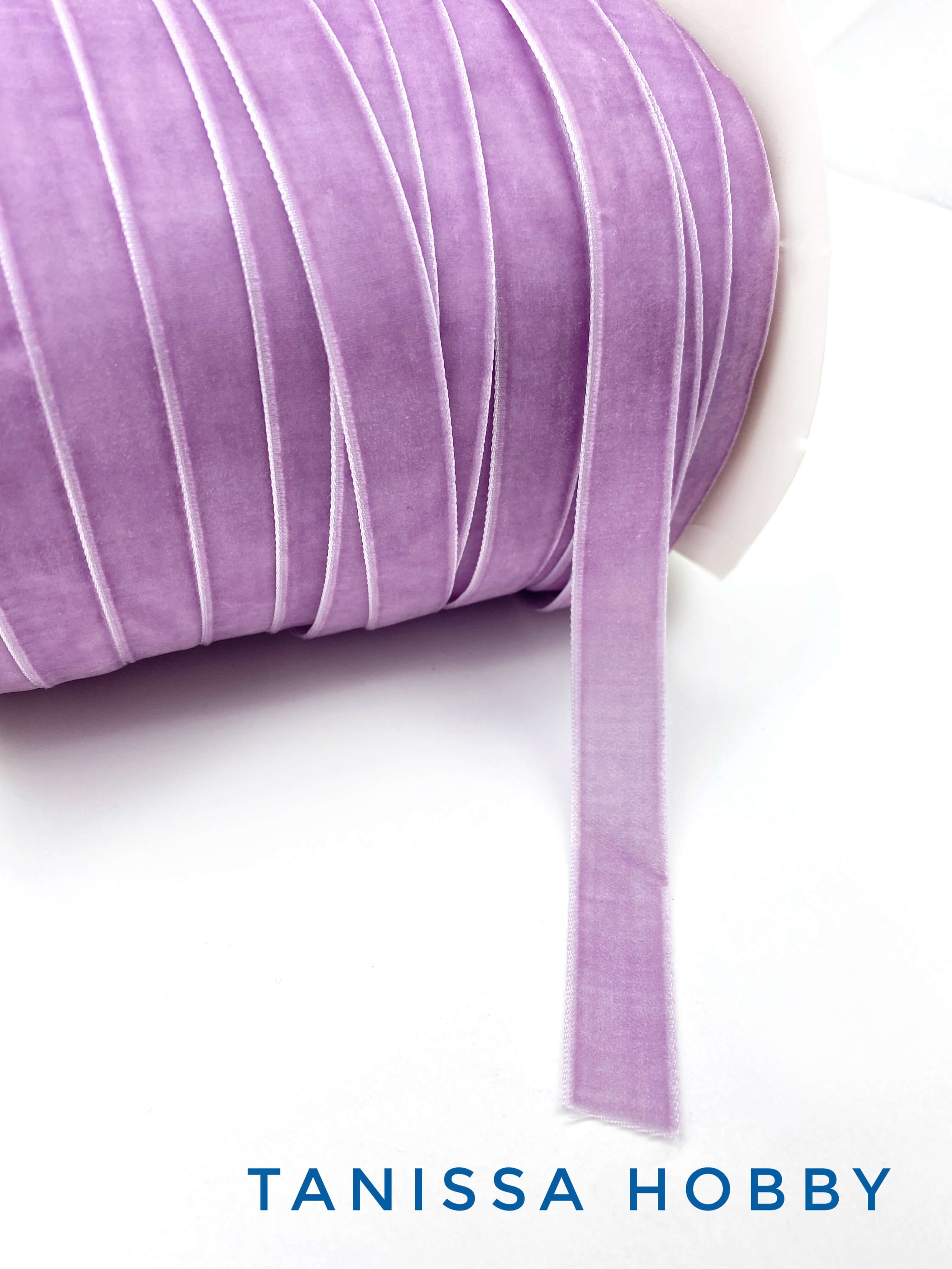 Лента бархатная лаванда 15мм, 1метр. Л14