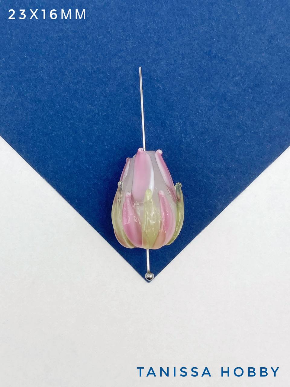 Бусина бутон цветок розы, лэмпворк, 23х16мм, штука, Х246