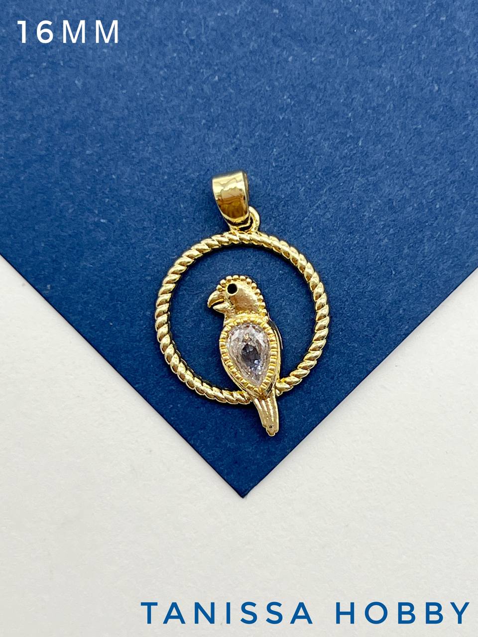 Подвеска попугай, птица, позолота, Р409