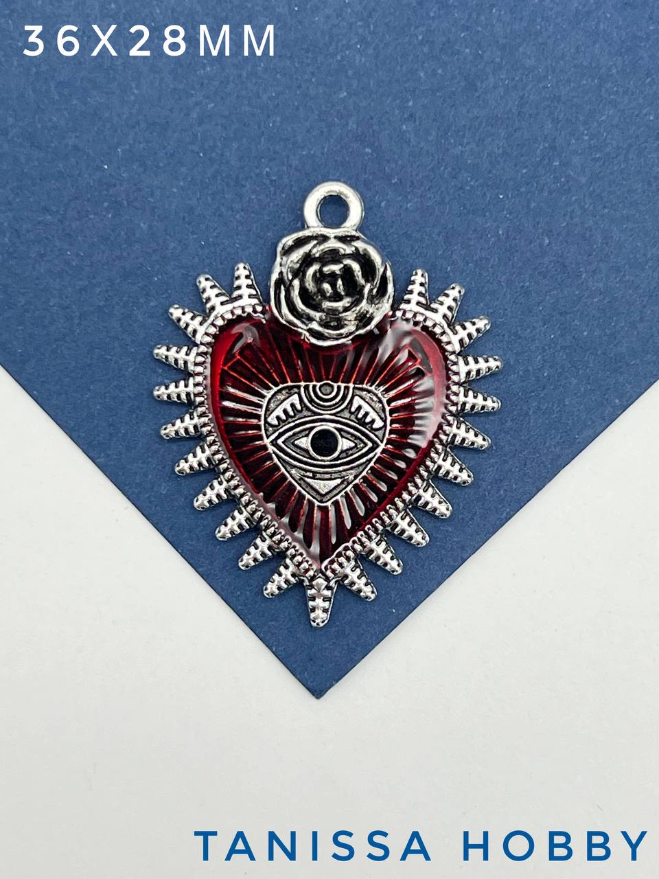 Подвеска сердце, роза и шипы, С002