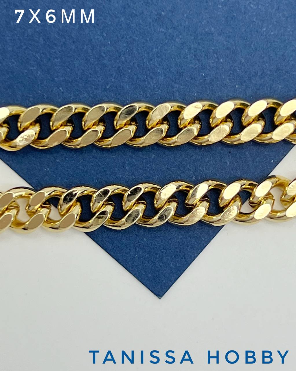 Цепочка панцирная 7х6мм, позолота, 50см, СН096