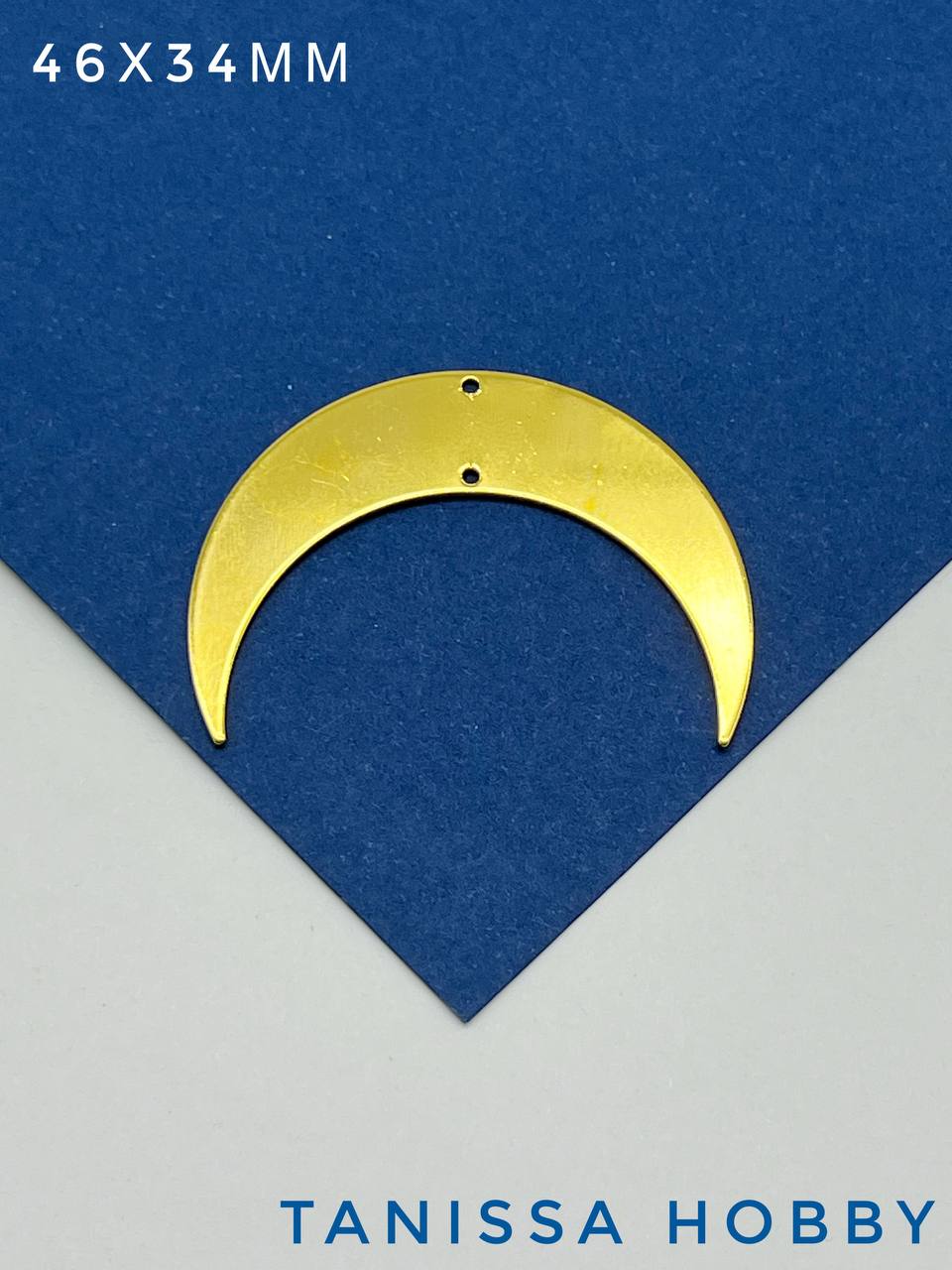 Коннектор лунница, 2 отверстия, 46х34мм, позолота, ЛС026