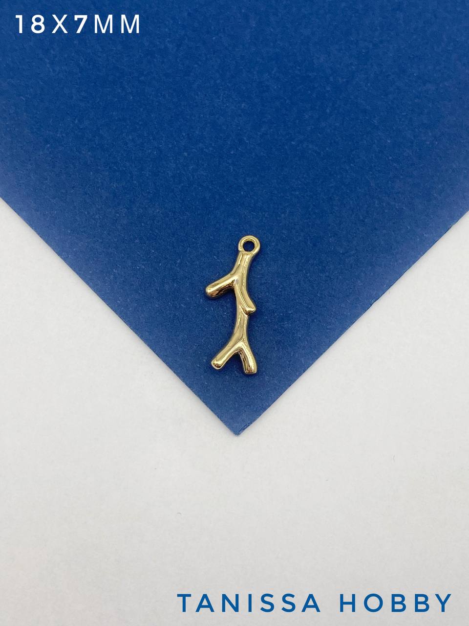 Подвеска коралл, 18х7мм, позолота, А712