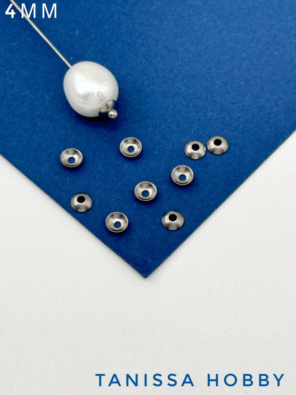 Шапочки для для бусин 4мм, 10шт, сталь, Ч219