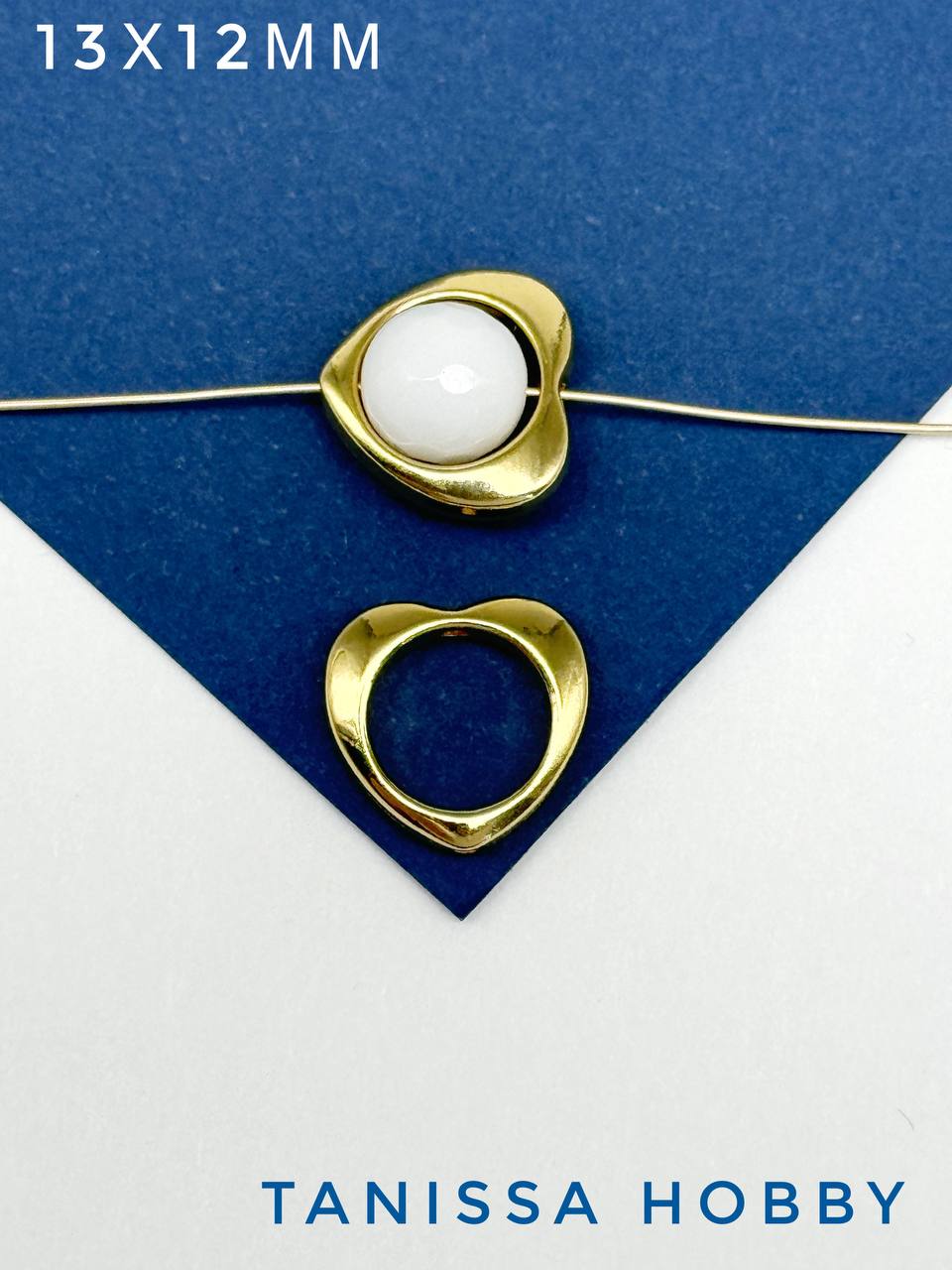 Разделитель коннектор Сердце 12мм, позолота, Р735