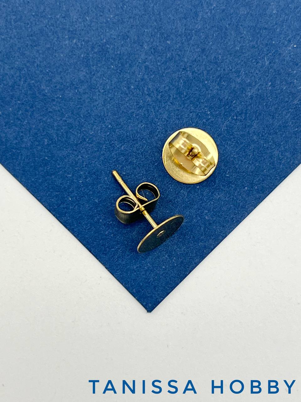 Швензы пусеты основы для вклейки, сталь с позолотой, Ч934