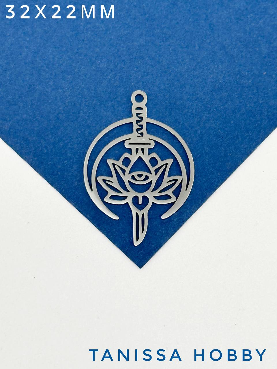 Подвеска лотос кинжал глаз 32х22мм, сталь, ЛС091