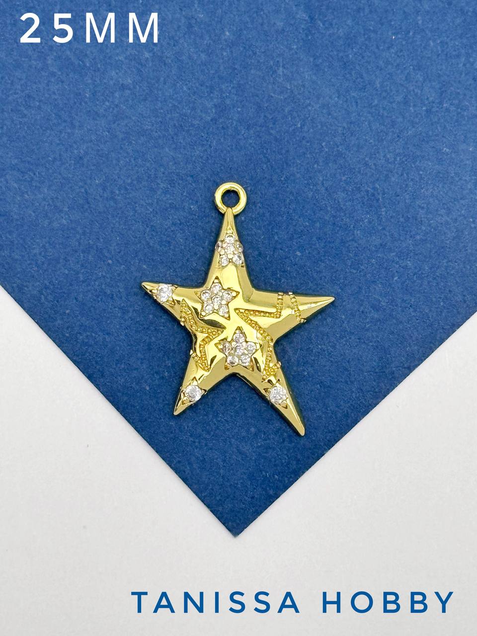 Подвеска звезда с фианитами, позолота, А212