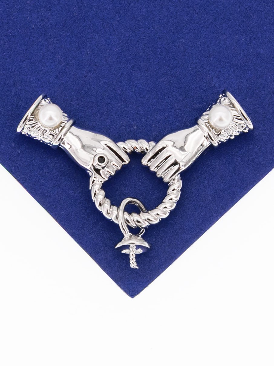 Концевик коннектор руки витой круг с бейлом для вклейки, родий, А226