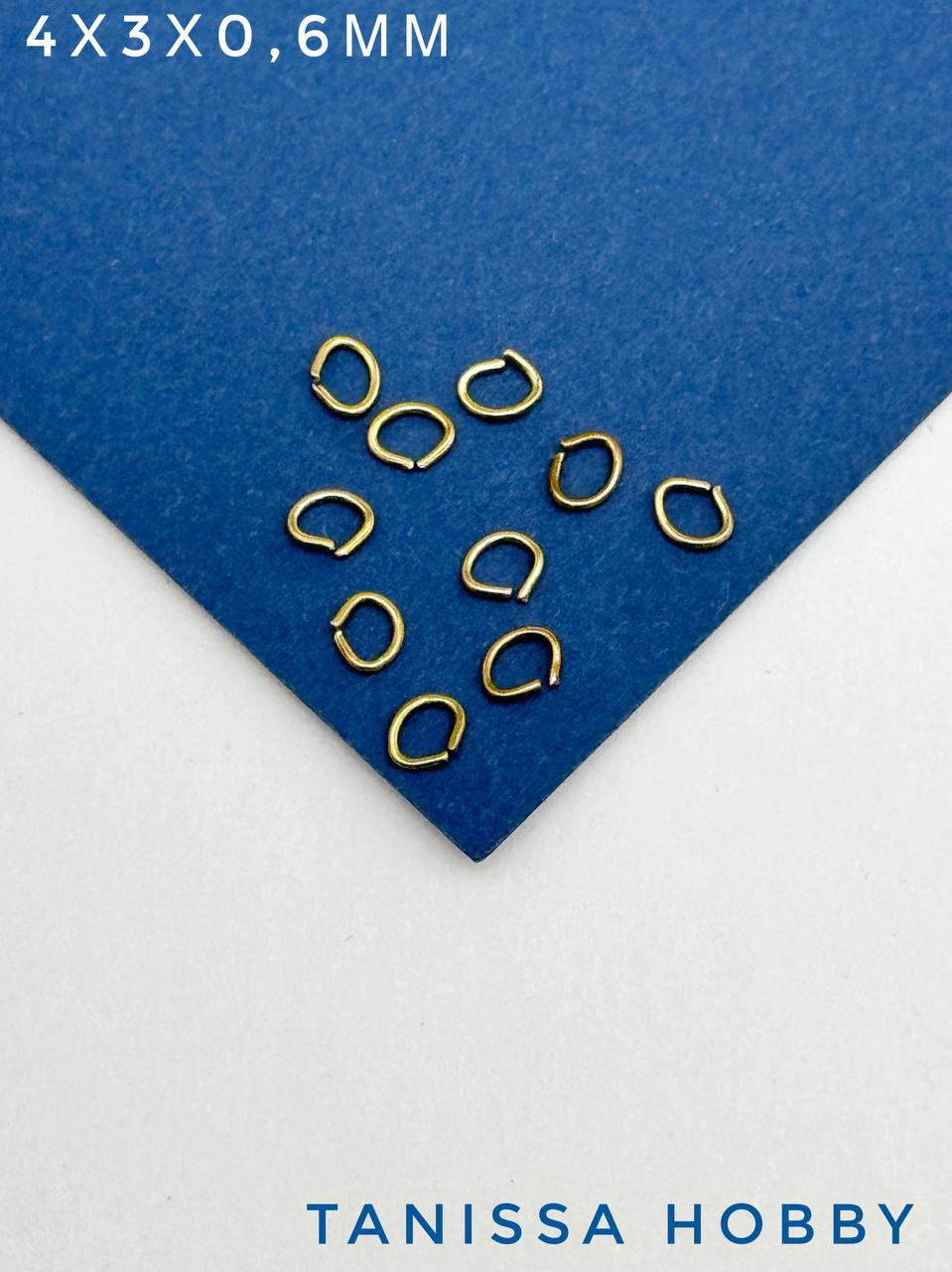 Соединительные колечки овалы, 4х3мм, толщина 0,6, сталь, позолота, Ч424