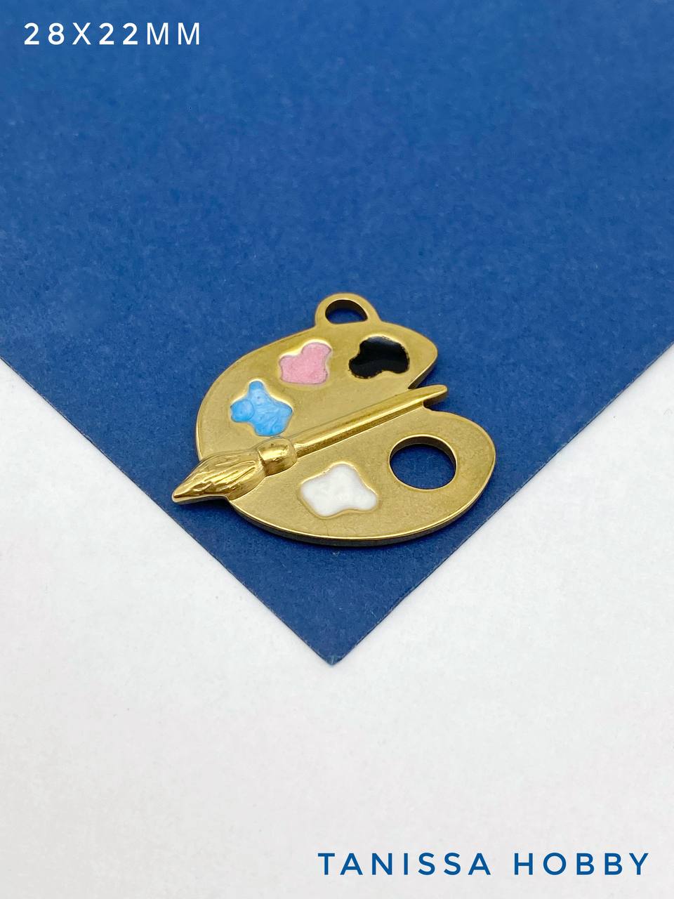 Подвеска палитра с красками, 28х22мм, сталь, позолота, Ш323