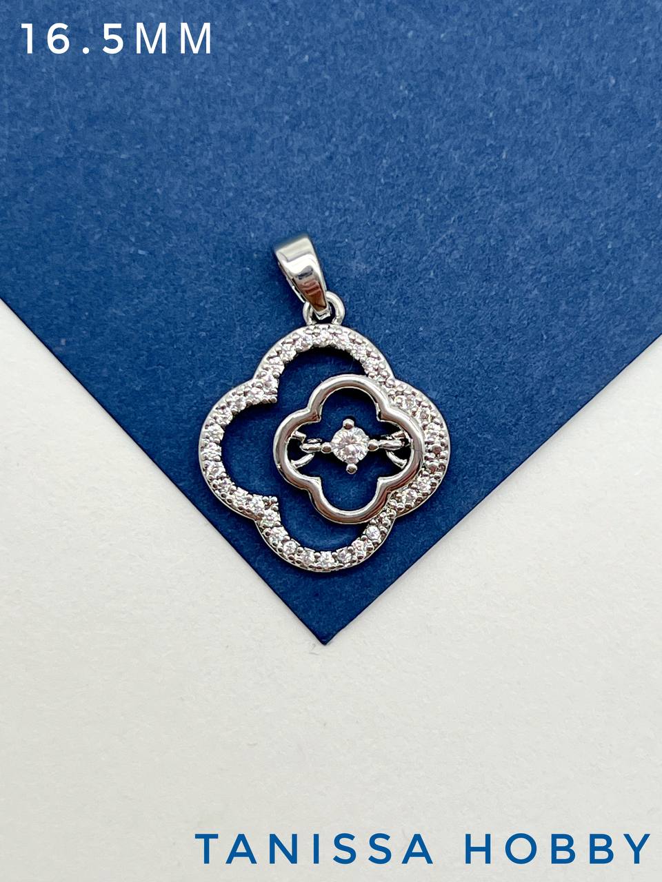 Подвеска клевер 16мм, родий, Р416