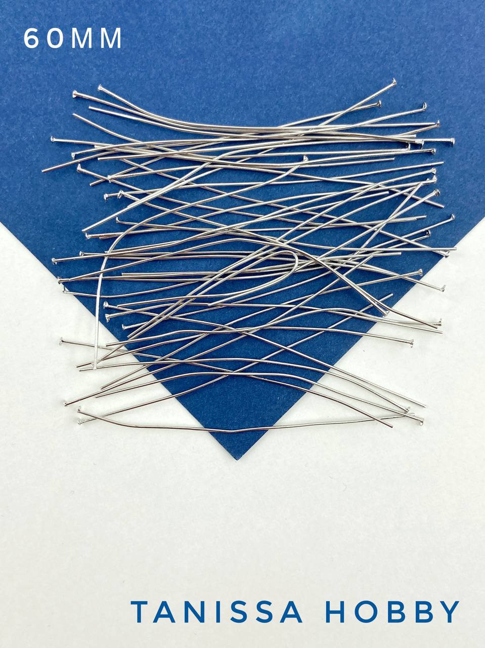 Пины 60мм со шляпкой, мягкие, родий, 5гр (43шт), ОПТ034