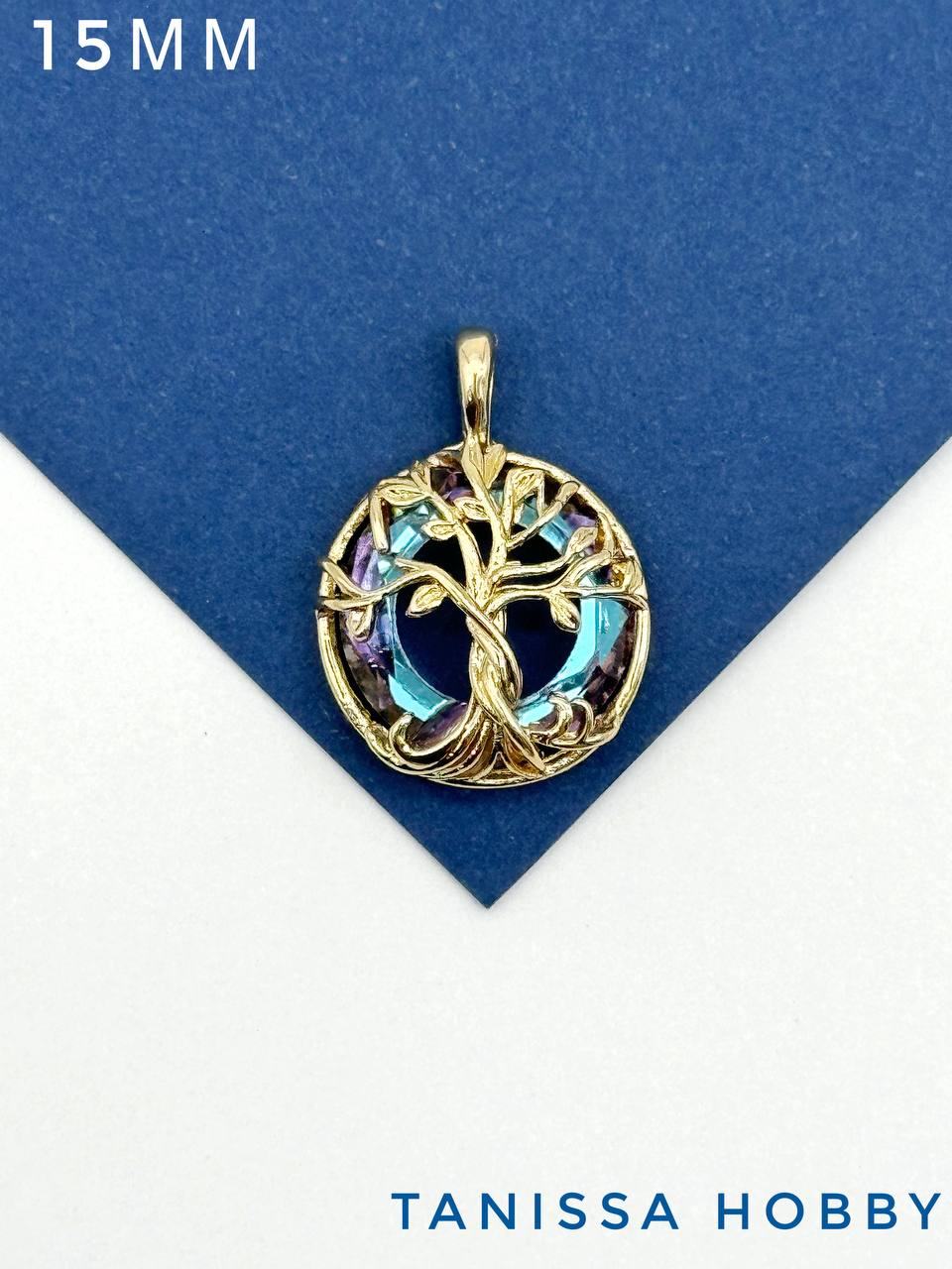 Подвеска Дерево, рондель Vitrail light, позолота, Д128