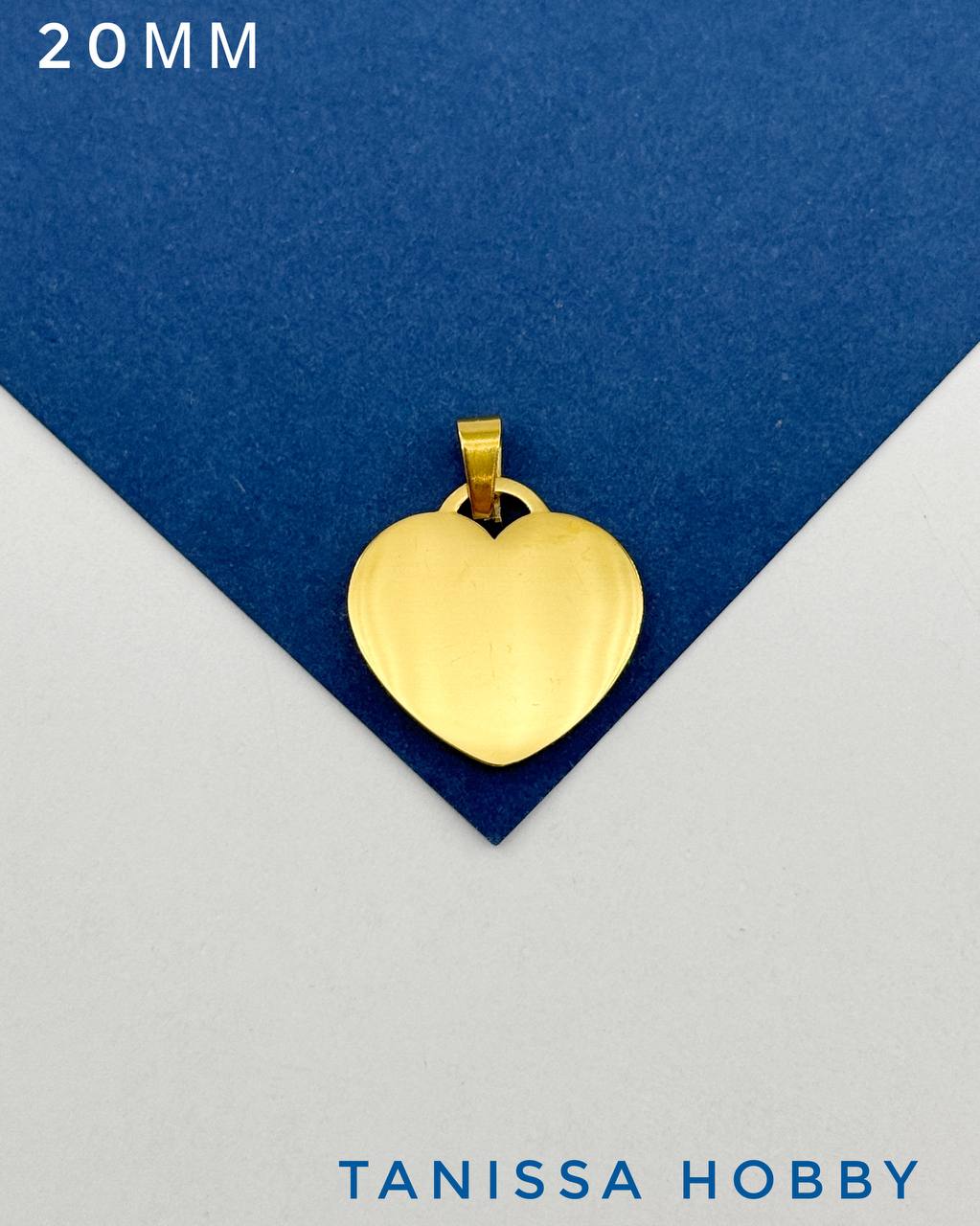 Подвеска шильдик сердце 20мм, сталь, позолота Ш207