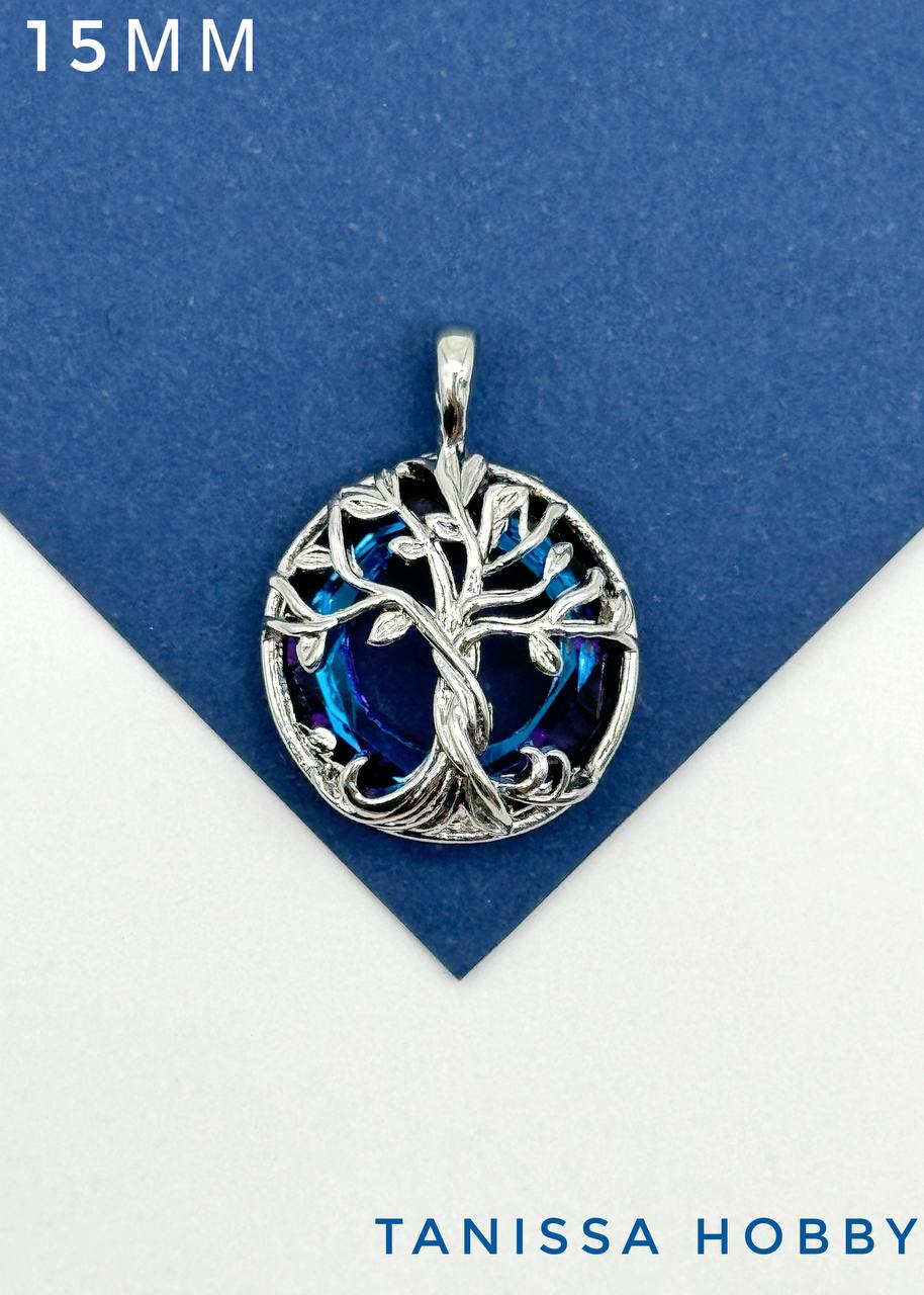 Подвеска Дерево, рондель Heliotrope, родий, Д129