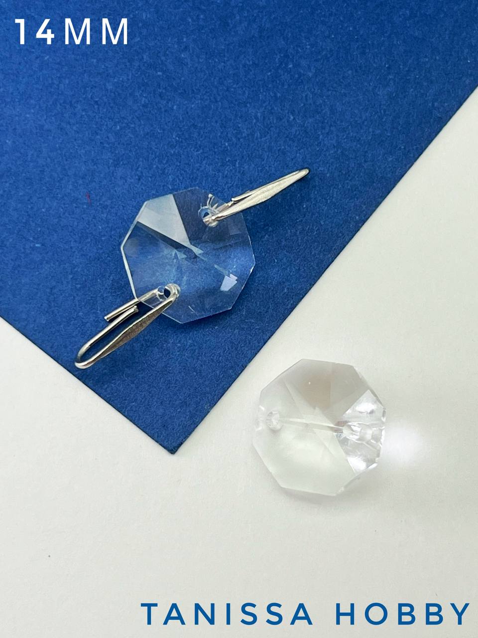 Коннектор октагон, интерьерный кристалл, 14мм, хрусталь, ЛС056