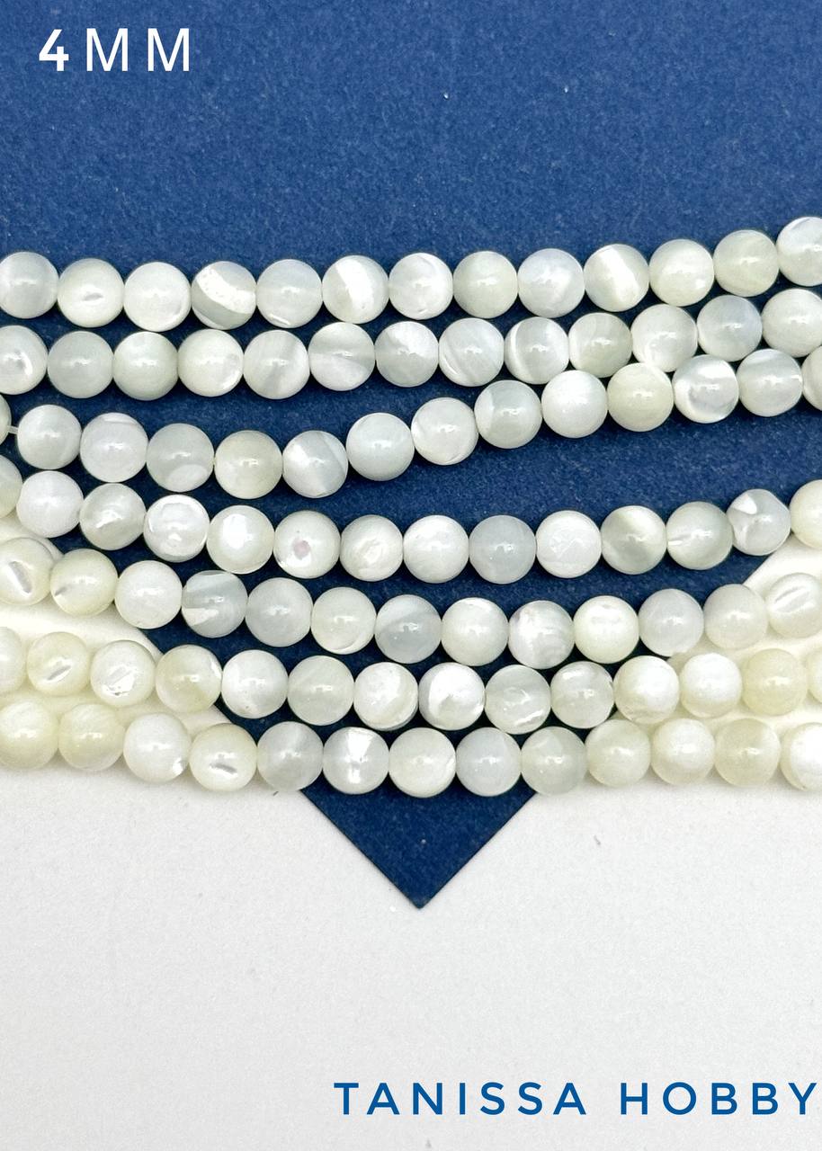 Перламутр морской, бусины круглые, 4мм, нить. ПМ001