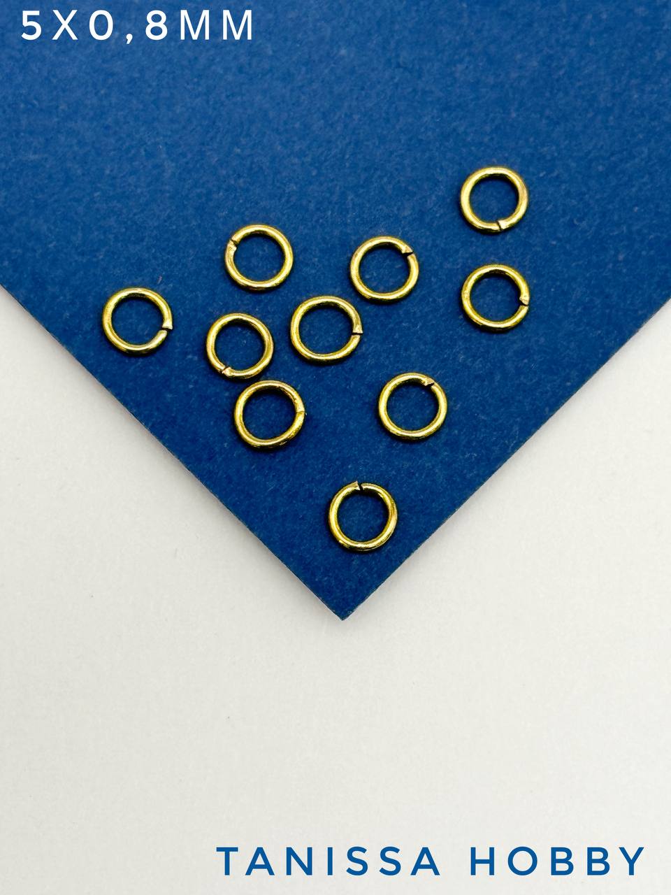 Соединительные колечки 5мм толщина 0,8, сталь, позолота, Ч421