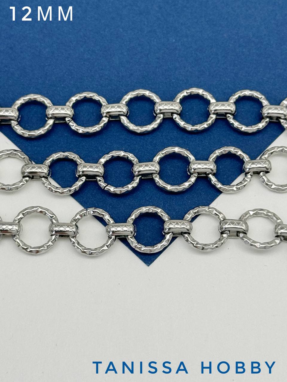 Цепочка якорная плоская круги, 12мм, сталь, 50см, Ч953
