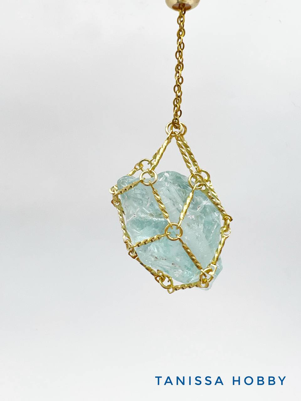 Цепочка мешочек держатель для камней, сталь с позолотой, С028