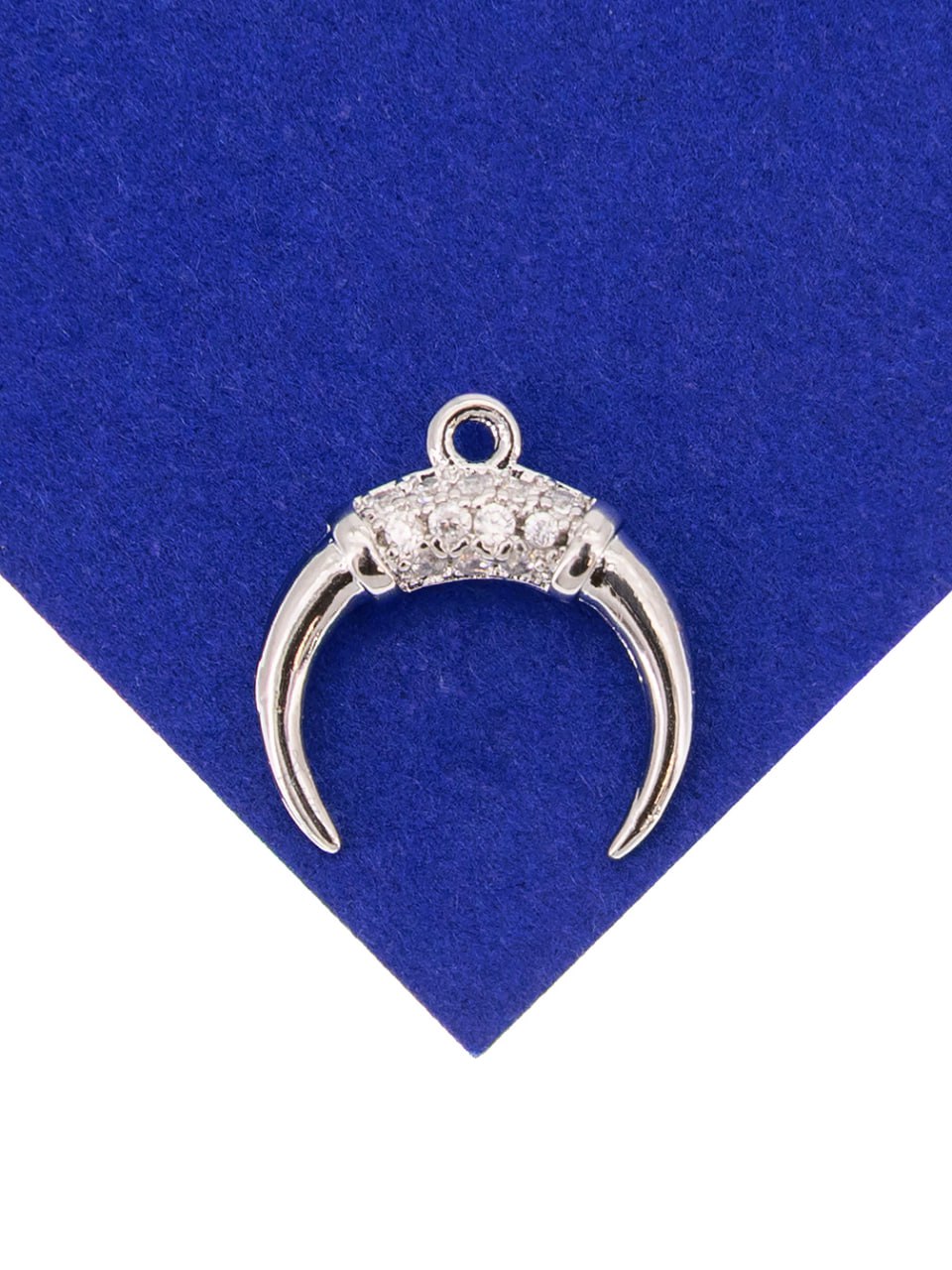 Подвеска лунница с фианитами, 12мм, родий, Р713