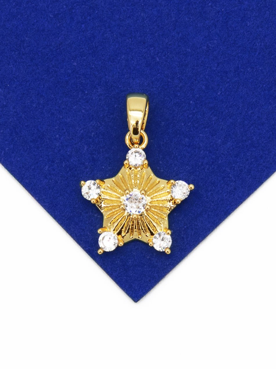 Подвеска звезда с фианитами, 15мм, позолота, Д704